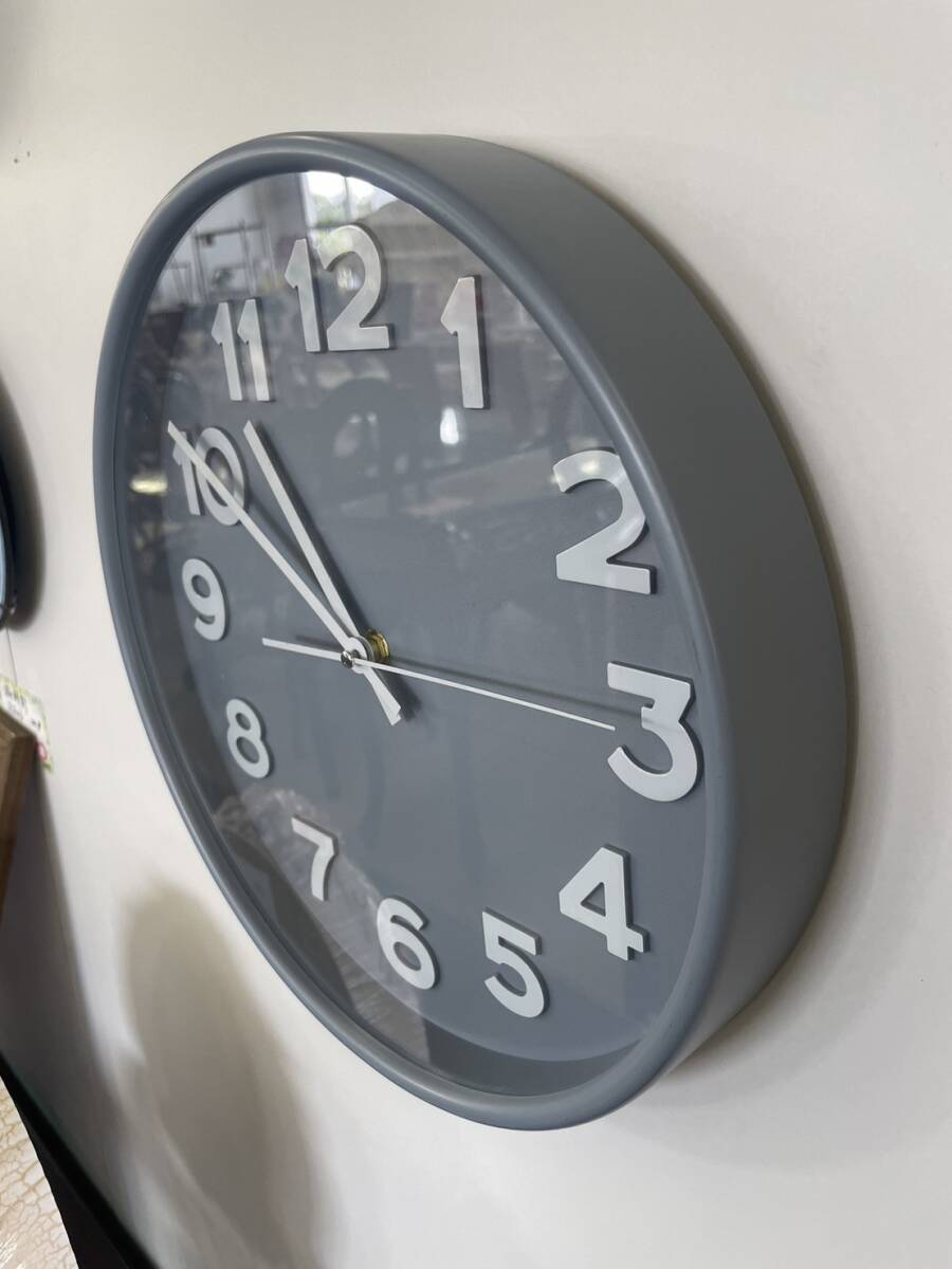 壁掛け時計　時計　クロック　ウォールクロック　北欧　グレー×ホワイト　シンプル　丸　とけい　30　見やすい　北欧デザイン グレー