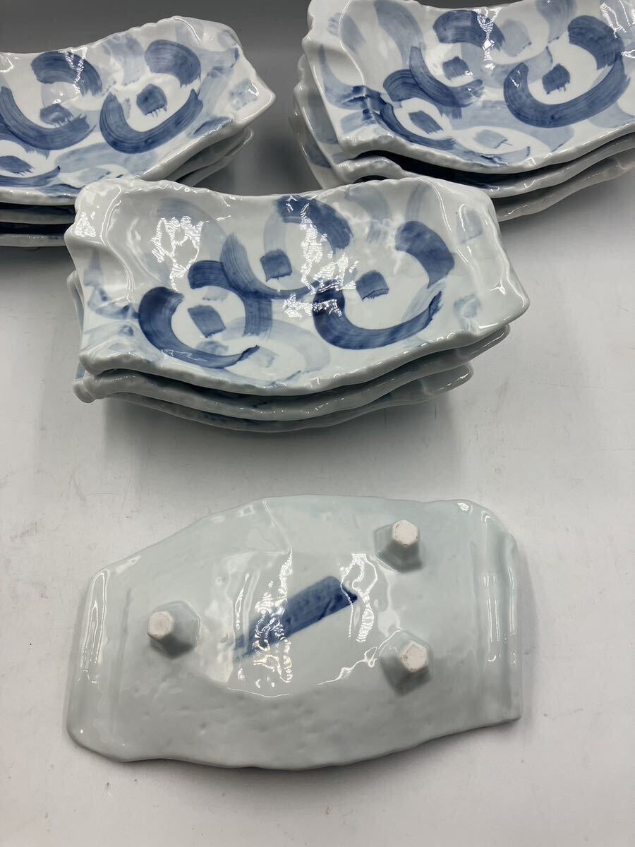  blue and white ceramics deformation plate 10 customer 10 sheets Japan cooking . stone cooking sashimi plate . thing plate . size plate this limit 