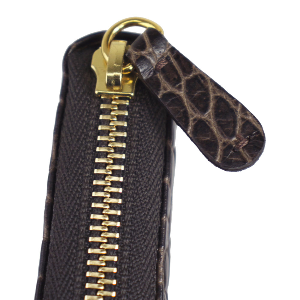  Etro purse lady's ETRO round fastener long wallet black ko type pushed . leather brown group 1G217 3965 7002