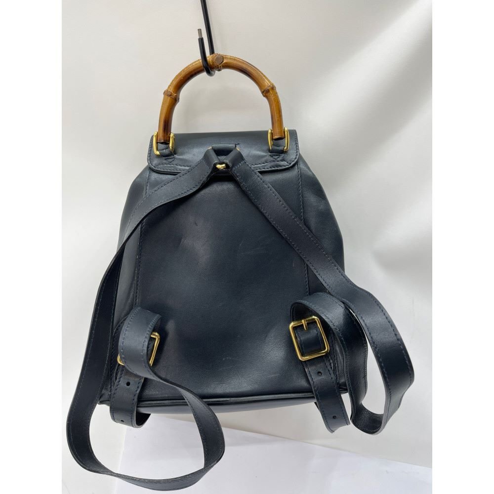 ◆◆【1円スタート】 GUCCI グッチ リュック　バンブー　オールド 003.3444.0030 ネイビー やや傷や汚れあり_画像2