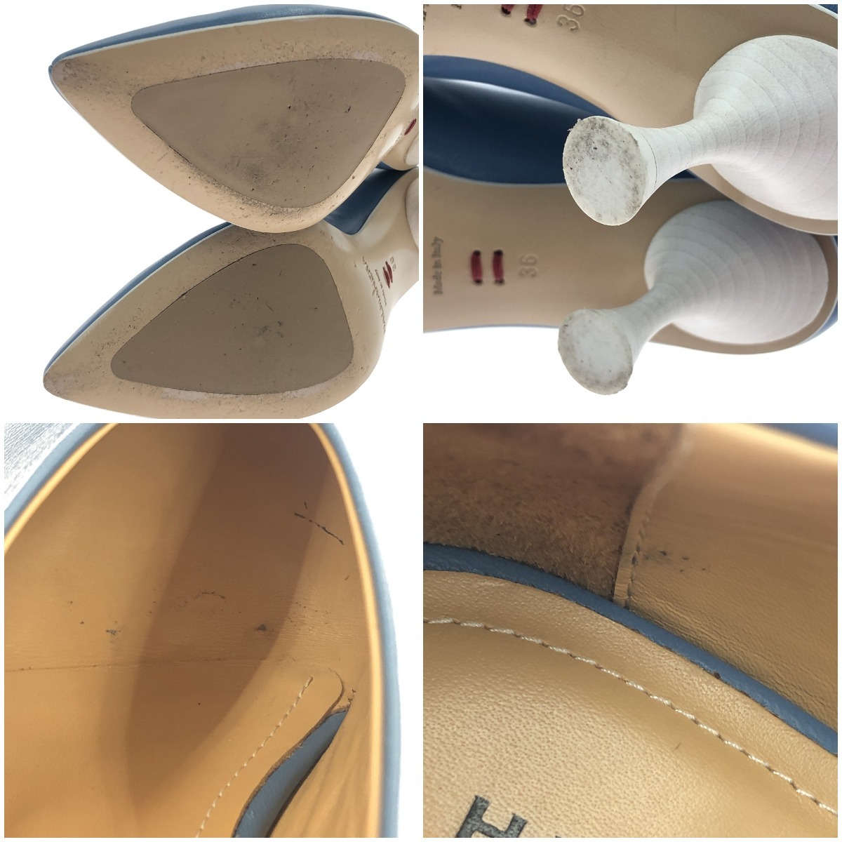 〇〇 HALMANERA 靴 パンプス サイズ36 VIOLA03 スカイブルー ポインテッドピンヒールデザインパンプス やや傷や汚れあり_画像7