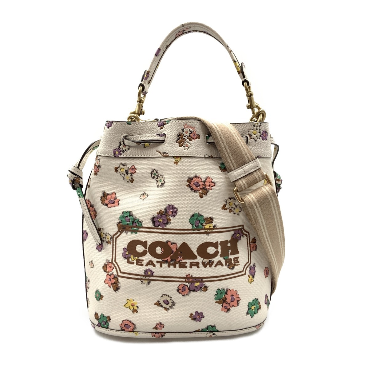 〇〇 COACH コーチ フィールドバケット ブティックライン ハンドバッグ ２WAY ショルダーバッグ C3854 ベージュ やや傷や汚れあり