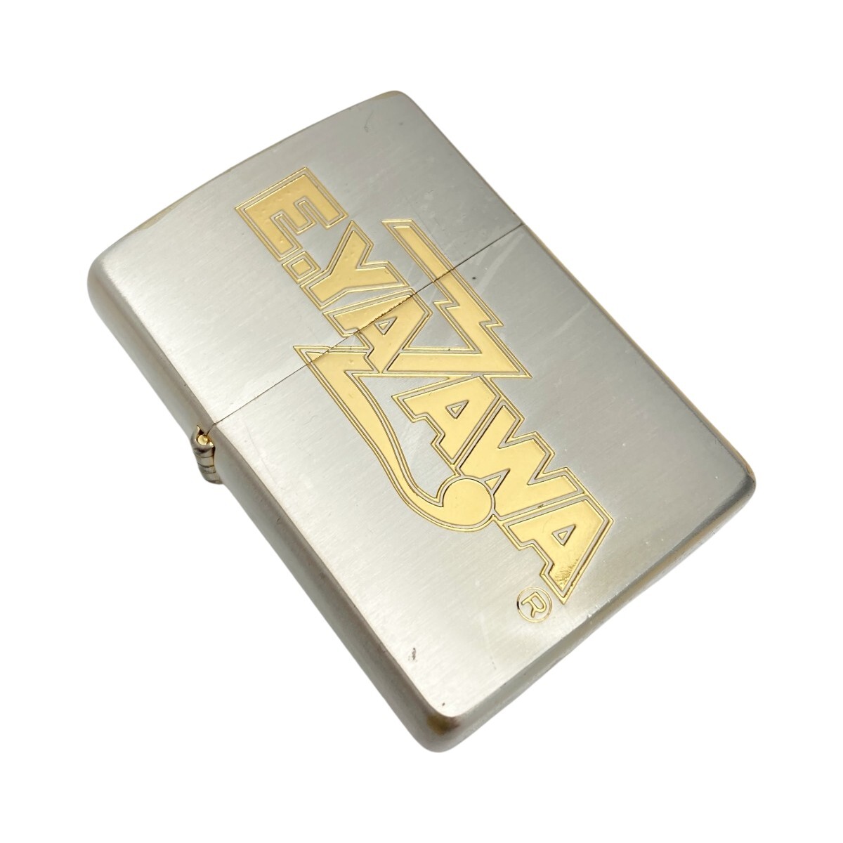 ☆☆ ZIPPO ジッポー ライター 1995年製 E.YAZAWA 矢沢永吉 ロゴ シルバー×ゴールド ケース有 傷や汚れあり_画像1