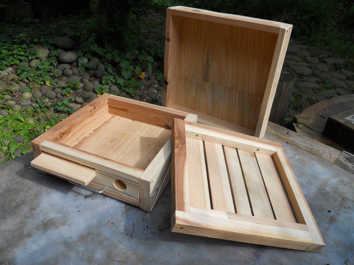 日本ミツバチ 重箱式用 天蓋、スノコ、巣門セット×3（外径30ｃｍ×30ｃｍ用）