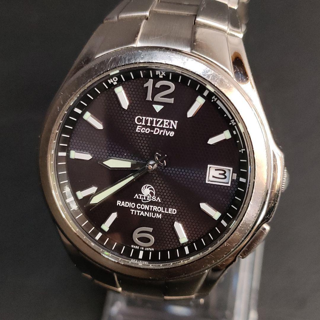 美品【稼働品】CITIZENシチズンアテッサ　H410ブラックシルバー　ソーラー_画像2