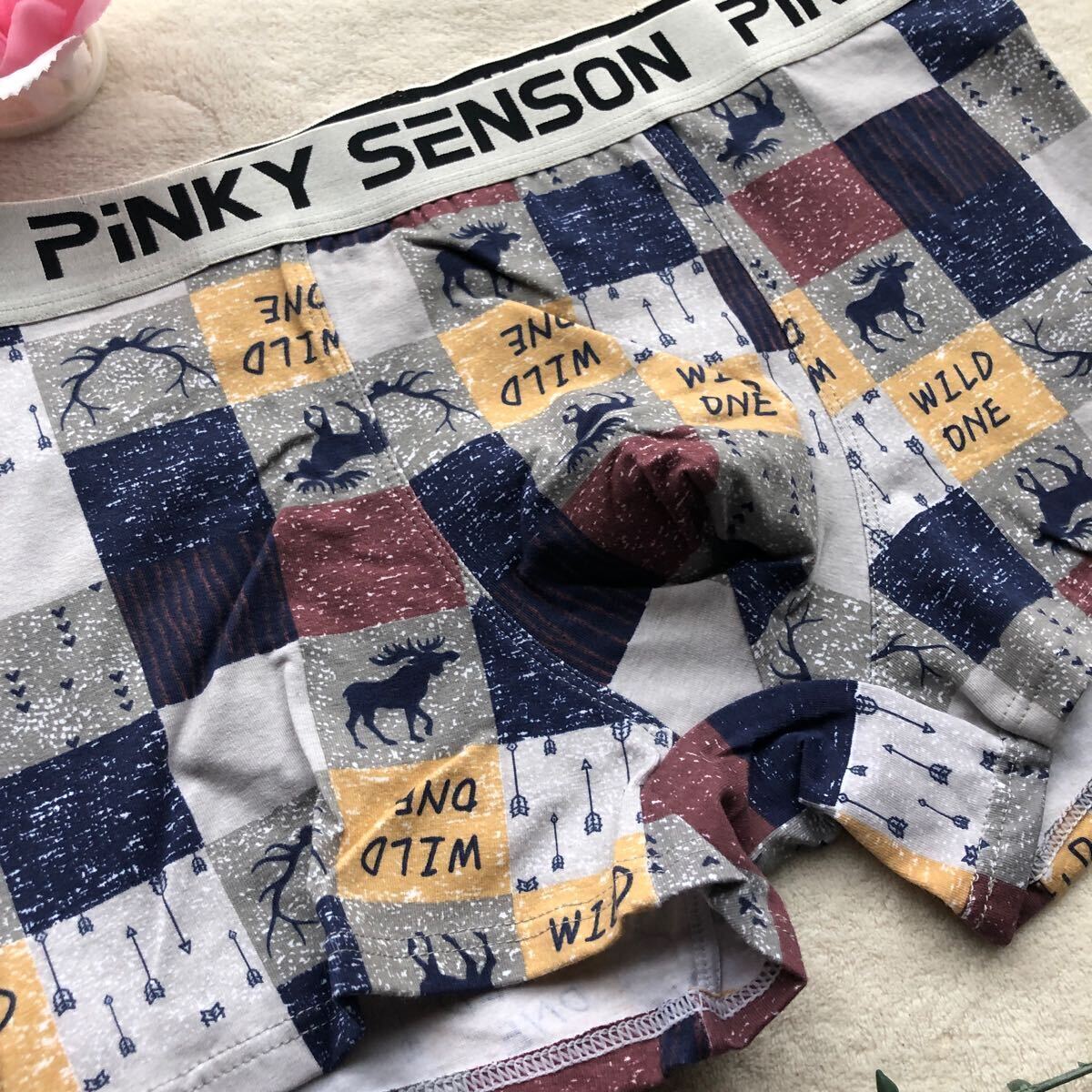 新品 メンズ　Lサイズ　SENSON PINKY グレー　モダン エロカッコいい　タグはM　ボクサーパンツ ボクサーブリーフ　下着　パンツ _画像2