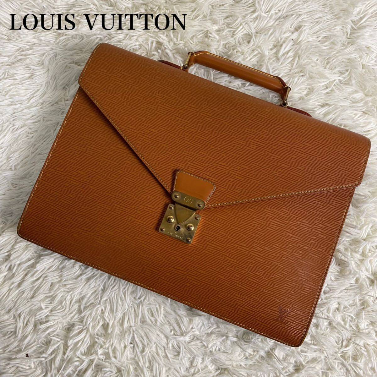 ルイヴィトン ビジネスバッグ セルヴィエット アンヴァサダー ブラウン　エピ　LOUIS VUITTON ブリーフケース レザー