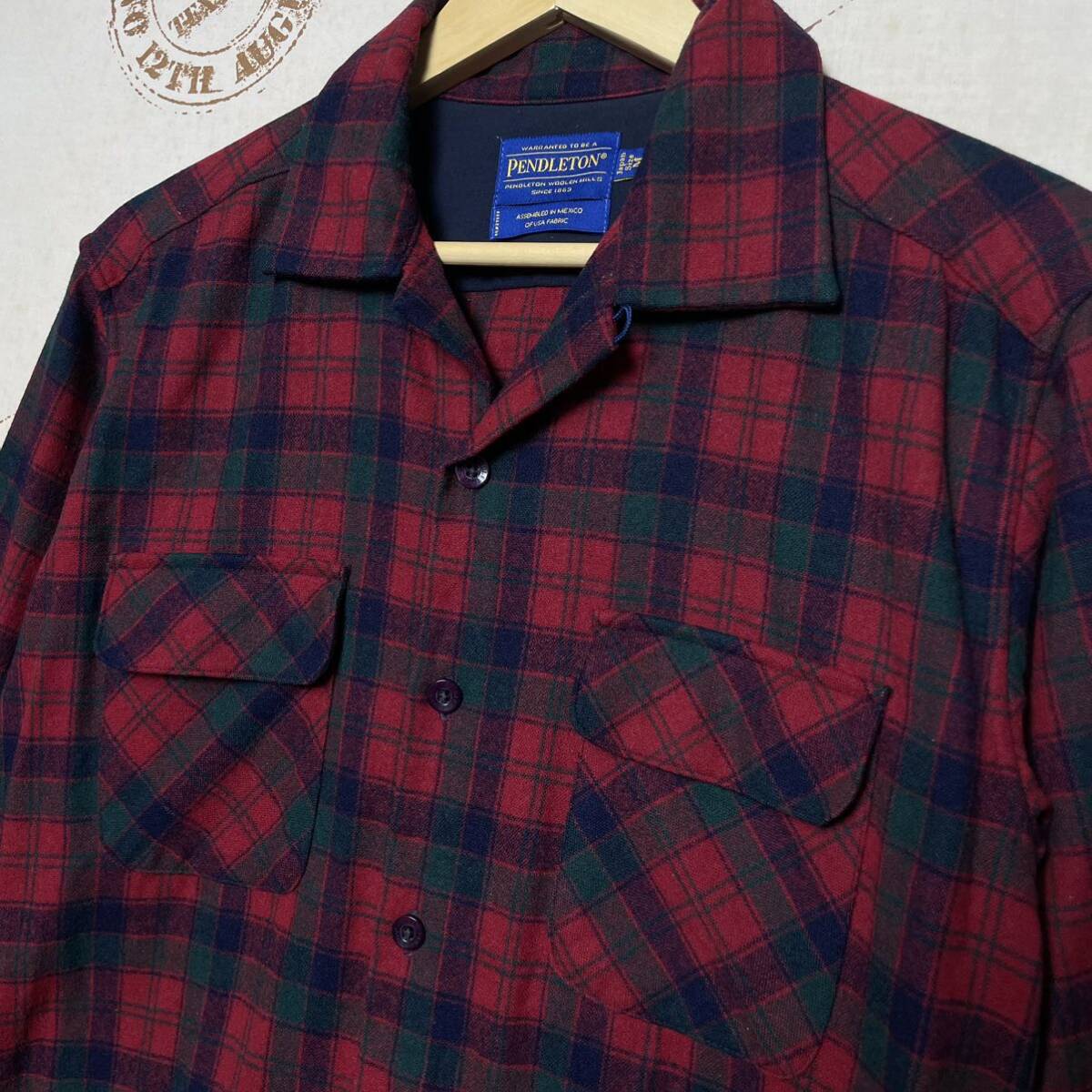 PENDLETON ウールシャツ ボックスシャツ 50sタイプ ポケットフラップ ペンドルトン チェックシャツ クリスマスカラー レッド グリーンの画像8