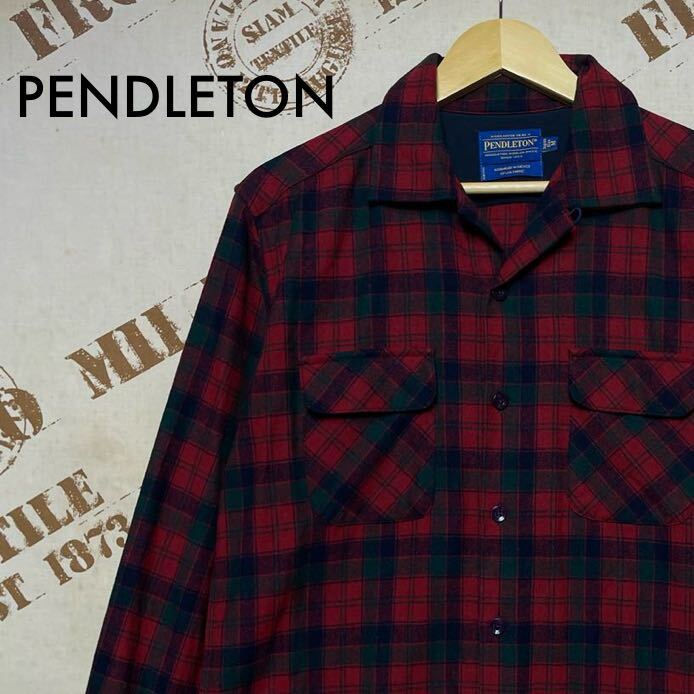 PENDLETON ウールシャツ ボックスシャツ 50sタイプ ポケットフラップ ペンドルトン チェックシャツ クリスマスカラー レッド グリーンの画像1