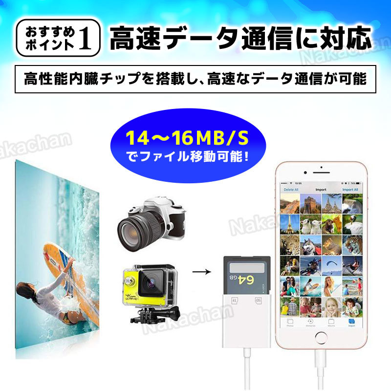 SDカードリーダー iphone マイクロsdカードリーダー メモリーカード microsd 写真 移動 iPad iOS専用 カメラ リーダー 高速データ転送_画像2
