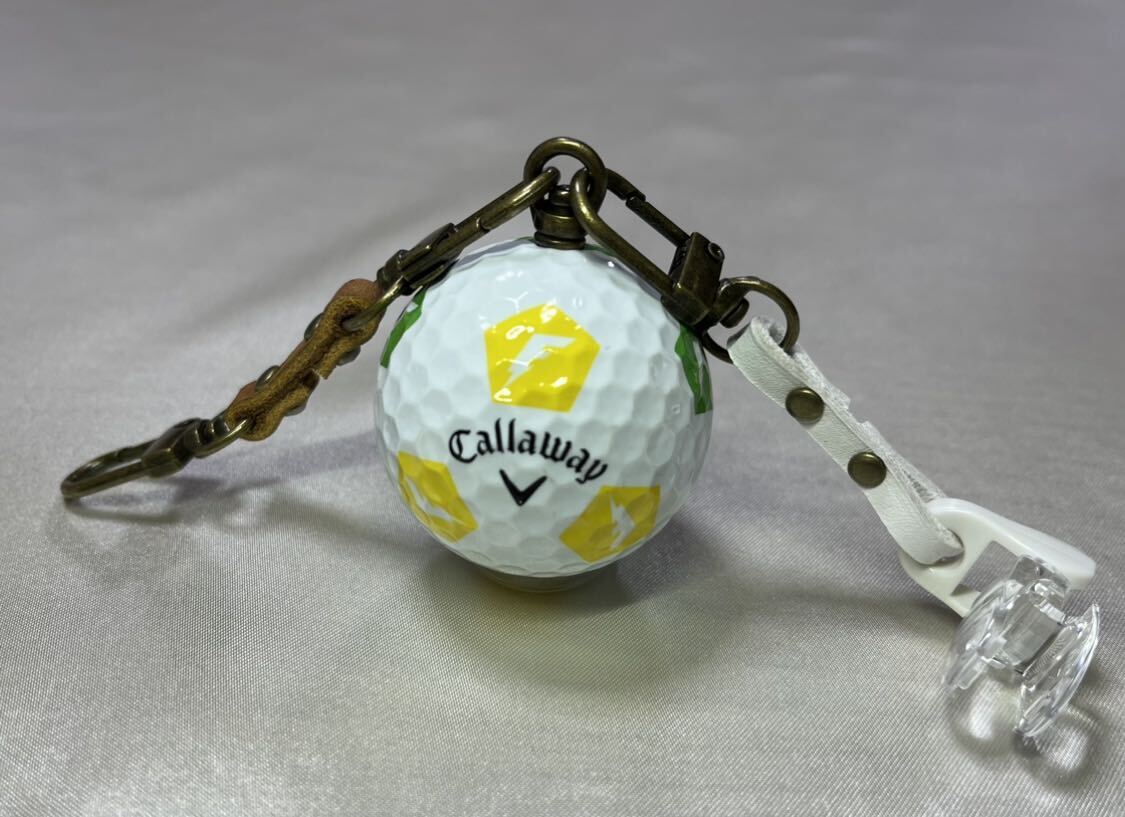 キャロウェイ Callaway クロムソフト ゴルフボール パターカバーホルダー パターキャッチャー キーホルダー (イエロー×黄緑) No.1_画像7