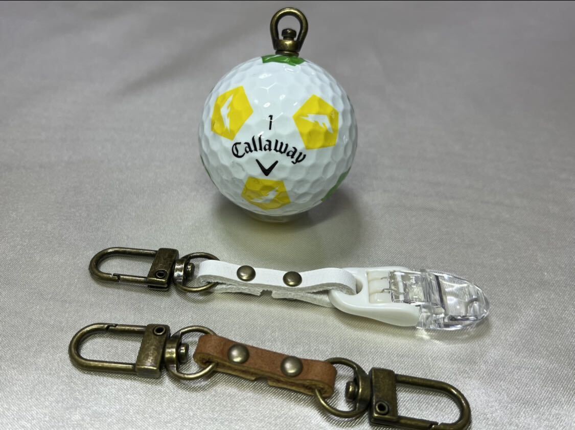 キャロウェイ Callaway クロムソフト ゴルフボール パターカバーホルダー パターキャッチャー キーホルダー (イエロー×黄緑) No.1_画像2