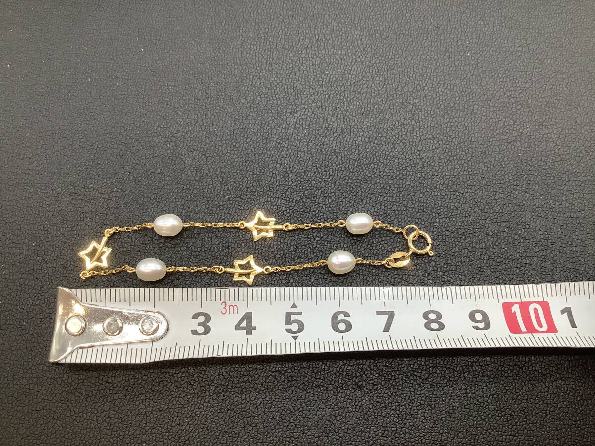 u0091 MIKIMOTO ミキモト K18 真珠 パール ブレスレット 18金 2.7g アクセサリー ジュエリー_画像8