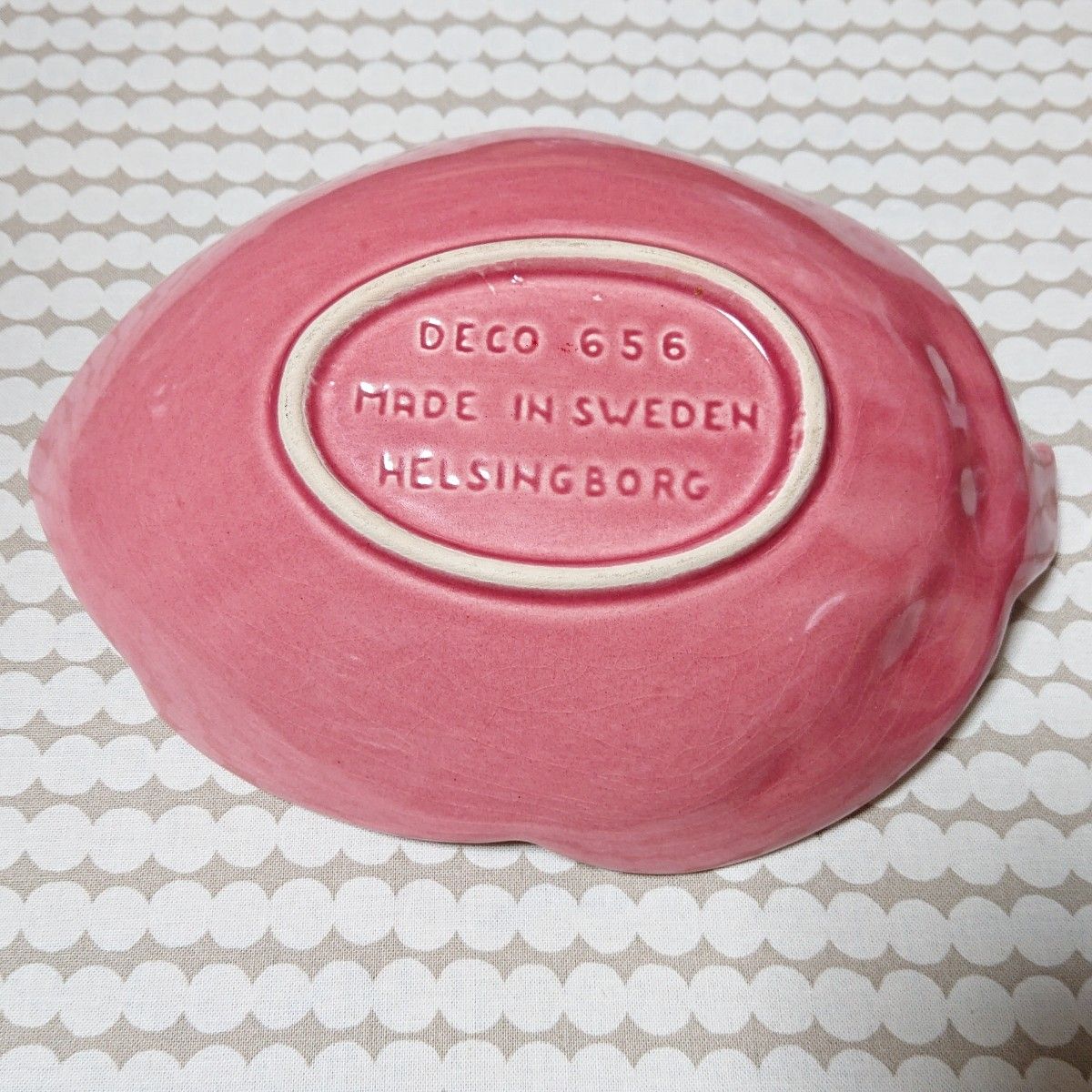【レア】 北欧ヴィンテージ DECO社 Rosa Ljung ロサユング リーフプレート ピンク 置物 オブジェ インテリア 美品