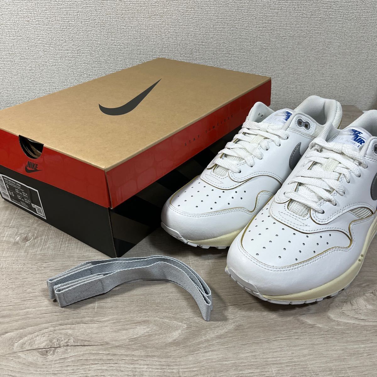 1円スタート売切り 新品未使用 NIKE AIR MAX1 PRM エアマックス1 × エアフォース1 コラボ ホワイト レザー 26cm 定価19,250円 90 95 97_画像8