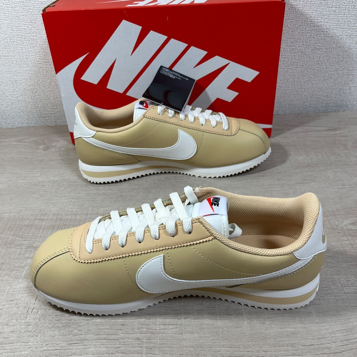 1円スタート売切り 新品未使用 NIKE CORTEZ ナイキ コルテッツ スニーカー 定番 ホワイト ベージュ 27.5cm レザー 完売品_画像4