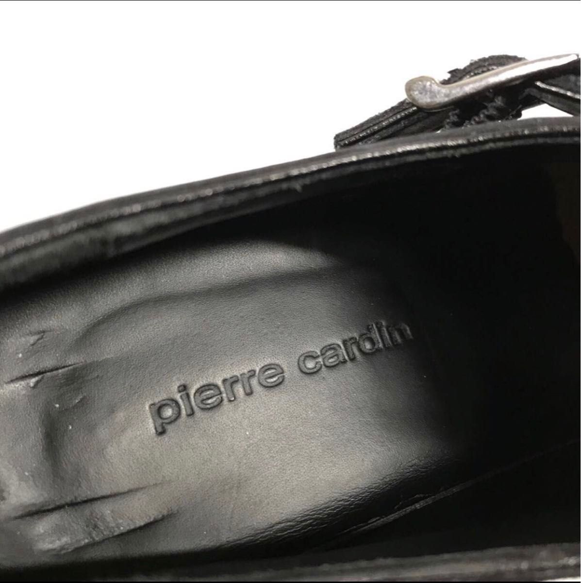 【ピエールカルダン】25cm 黒 ダブルモンクストラップ ビジネスシューズ 本革 メンズ イタリア製 40