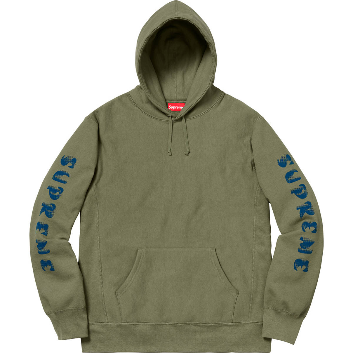 ☆ 18FW Supreme シュプリーム Gradient Sleeve Hooded Sweatshirt グレイディエント スリーブ スウェット パーカー 袖 ロゴ オリーブS/MSR