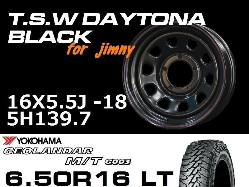 特価 新型 ジムニー TSW デイトナブラック 16X5.5J-18 GEOLANDAR M/T G003 6.50R16LT タイヤホイール4本セット (JB64/JB23）_画像2