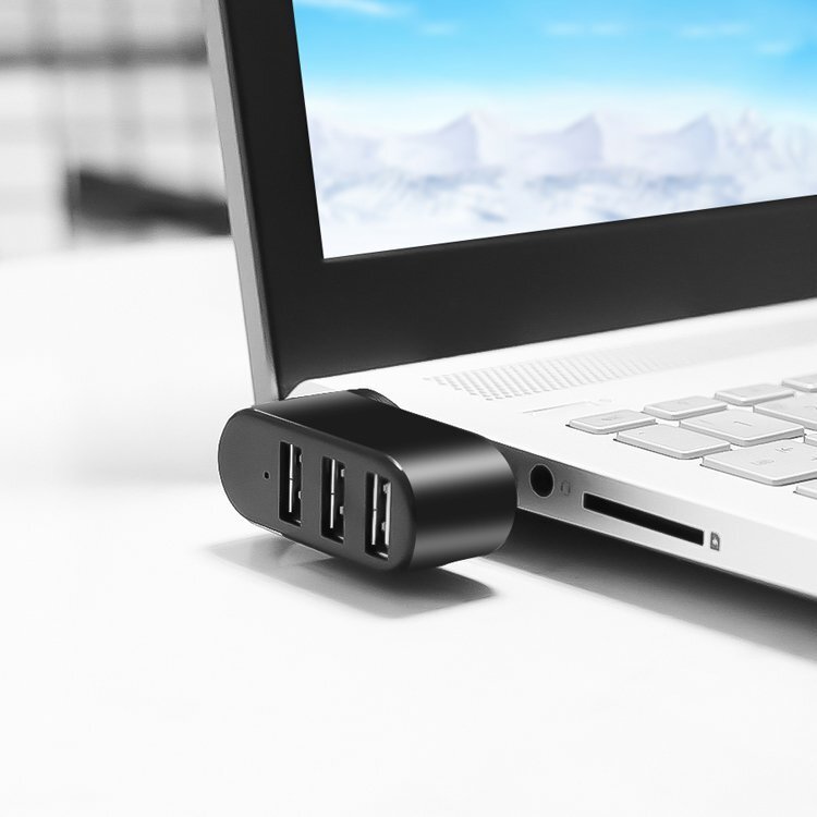 回転式USBハブ 3ポート USB2.0 充電 データ転送 縦付け 横付け 回転自由 L字型 省スペース USBポート増設 拡張 軽量 携帯便利 RTHUB203P_画像6