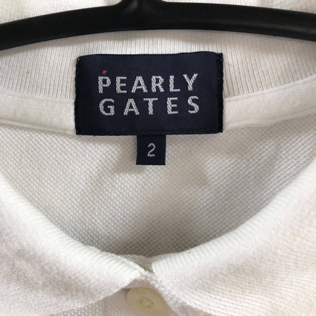 【PEARLY GATES】パーリーゲイツ 半袖 シャツ レディース 2 ホワイト系 鹿の子シャツ 送料込み！