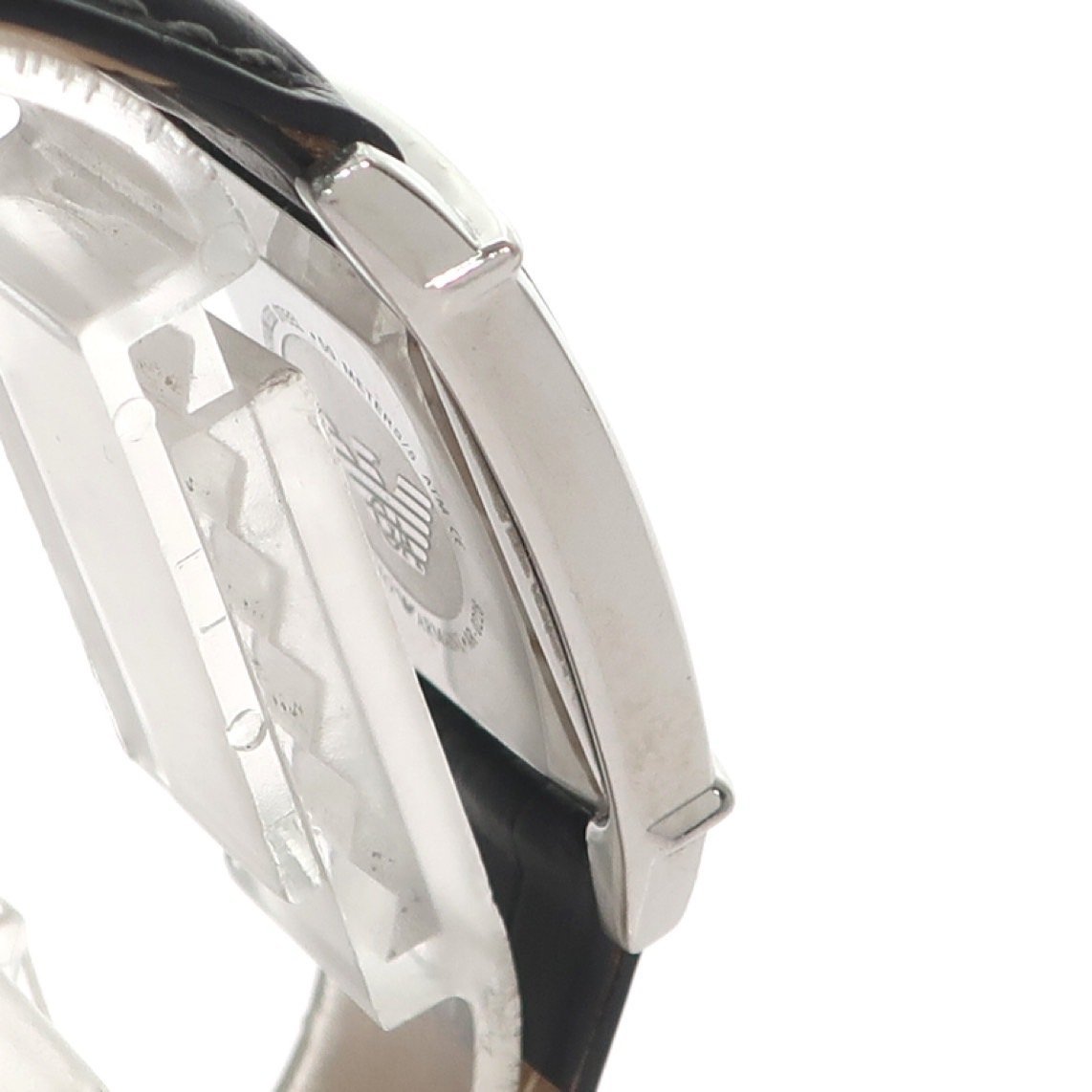 1円スタート 稼働品 Emporio Armani エンポリオアルマーニ レディース 腕時計 AR0228 スモセコ クォーツ スクエア シルバー ブラウン文字盤_画像5