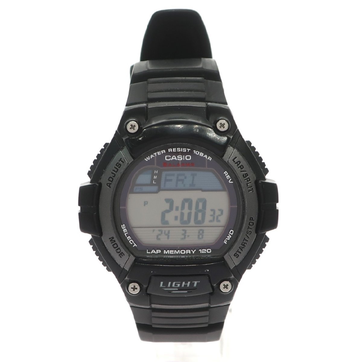 1円スタート 稼動品 CASIO カシオ コレクション メンズ 腕時計 W-S220 TOUGH SOLAR タフソーラー デジタル 47mm ブラック 黒 ラバーベルト_画像1