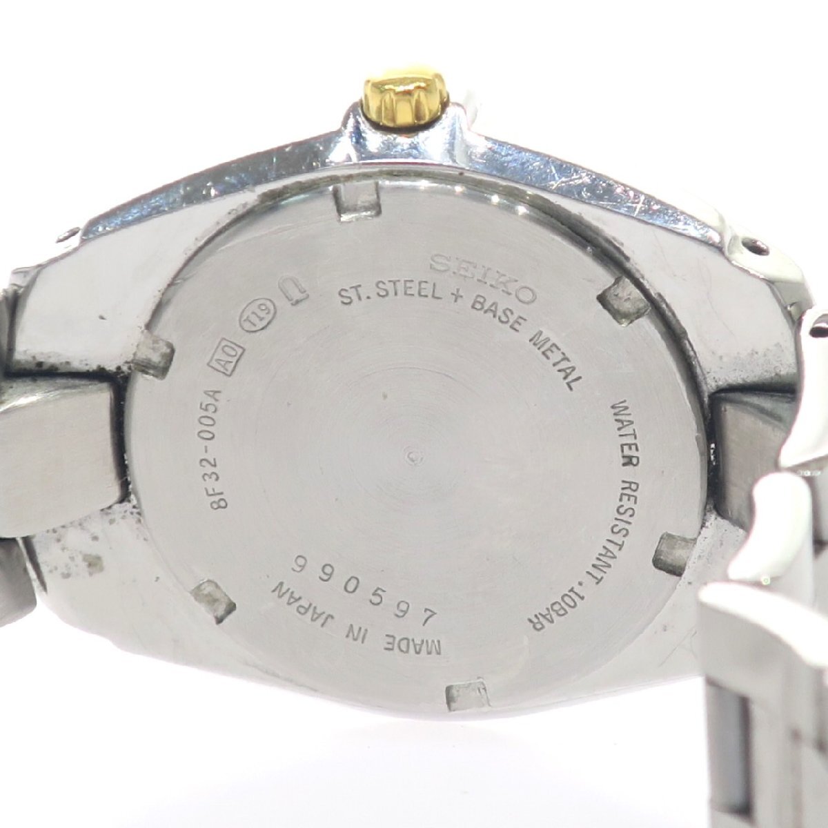 1円スタート SEIKO セイコー PERPETUAL CALENDAR パーペチュアルカレンダー 8F32-005A デイト クォーツ SS ホワイト文字盤 動作未確認_画像10