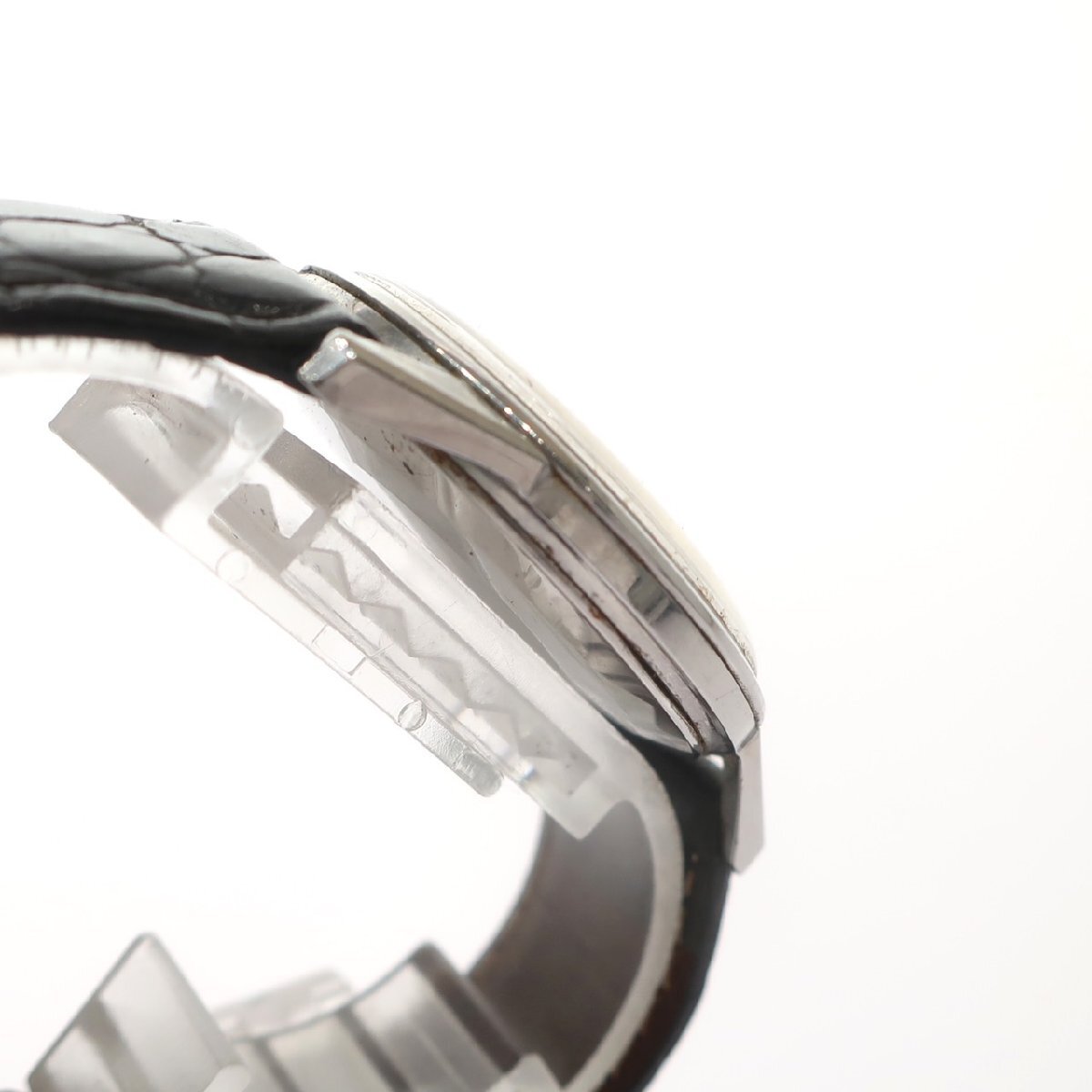 1円スタート 稼動品 OMEGA オメガ メンズ 腕時計 自動巻き 機械式 ラウンドフェイス シルバー文字盤 ステンレススチール SS レザーベルトの画像5