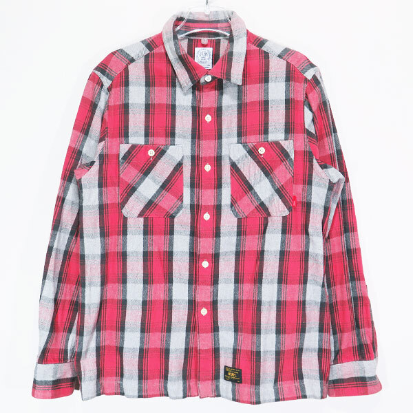 WTAPS ダブルタップス 15AW UNION L/S 01/SHIRT.COTTON.TEXTILE 152GWDT-SHM05 ユニオン ロングスリーブ シャツ レッド チェック 長袖 maz