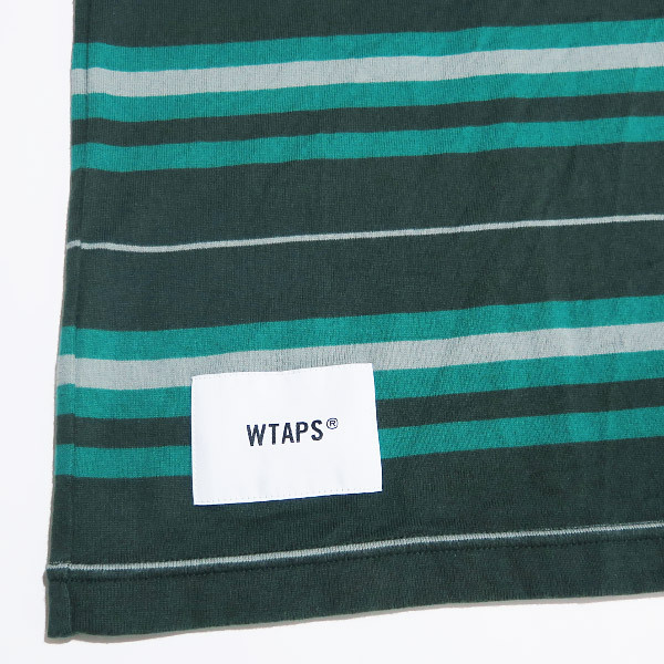 WTAPS ダブルタップス 23SS BDY 02/SS/COTTON.TEXTILE.SIGN 231ATDT-CSM30 ボーダー ショートスリーブ Tシャツ グリーン カットソー Mazの画像5