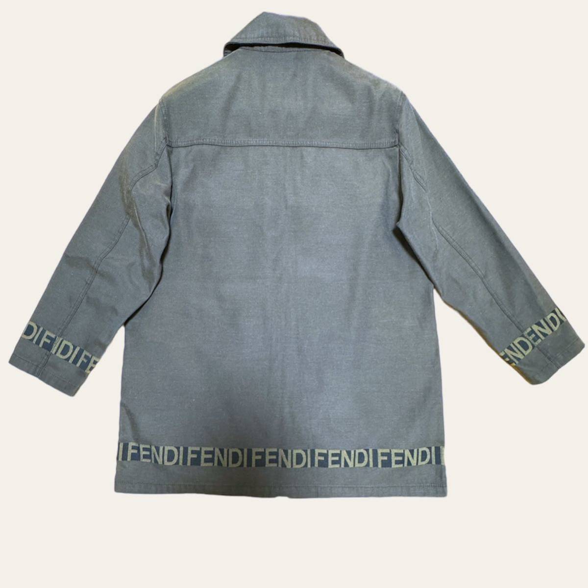 FENDI メンズジャケット　ヴィンテージ ステンカラー ロゴ FFゴールド金具 ジップアップ M相当_画像2