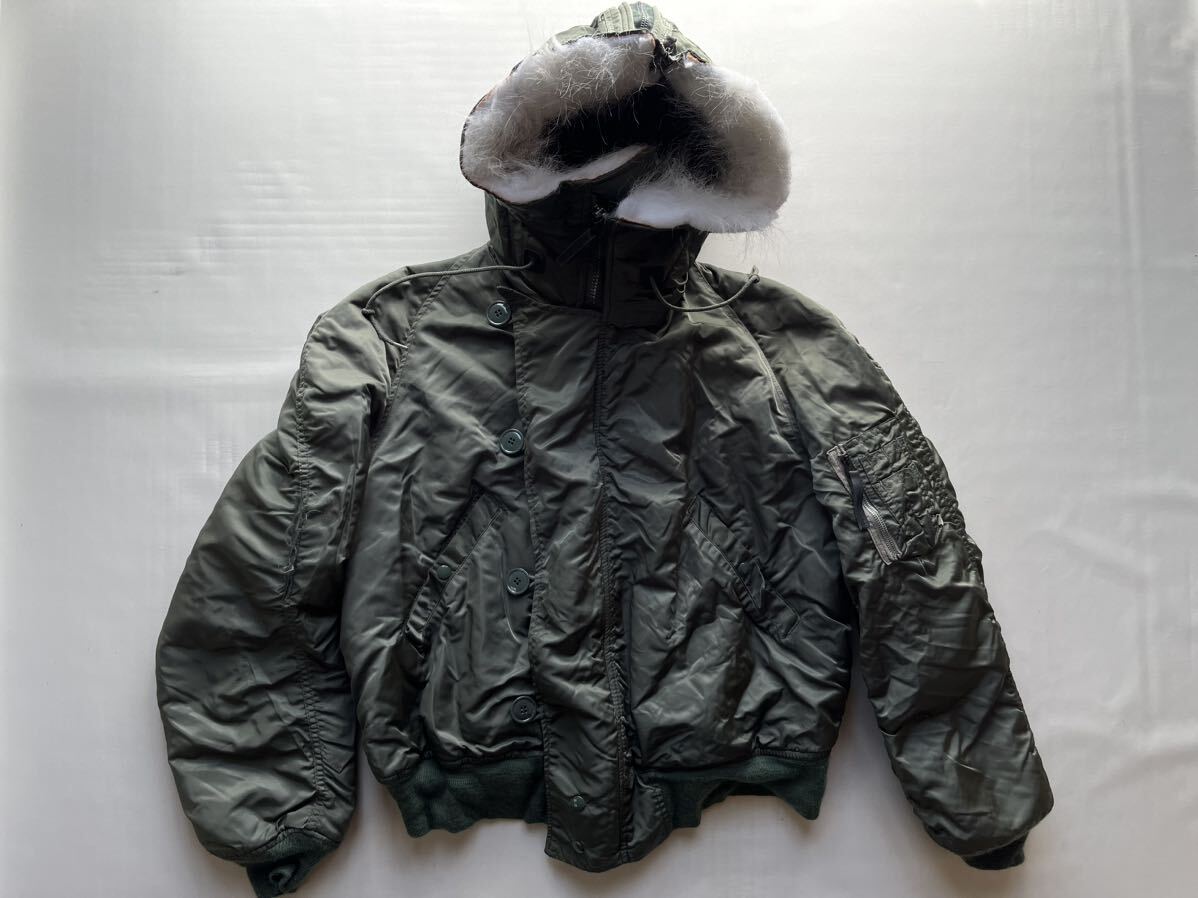 ★USA製 90s ALPHA Industries メンズ L オールド N-2B ミリタリー フライトジャケット / アメリカ製 アルファ ヴィンテージ_画像2