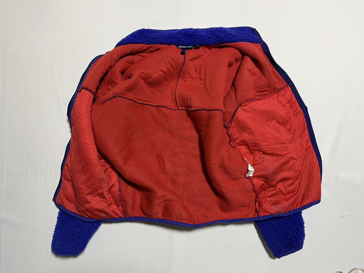 ★89年製 80s USA製 Patagonia 初期 メンズ M レトロパイルカーディガン ヴィンテージ フリースジャケット アメリカ製 コバルトブルー の画像4