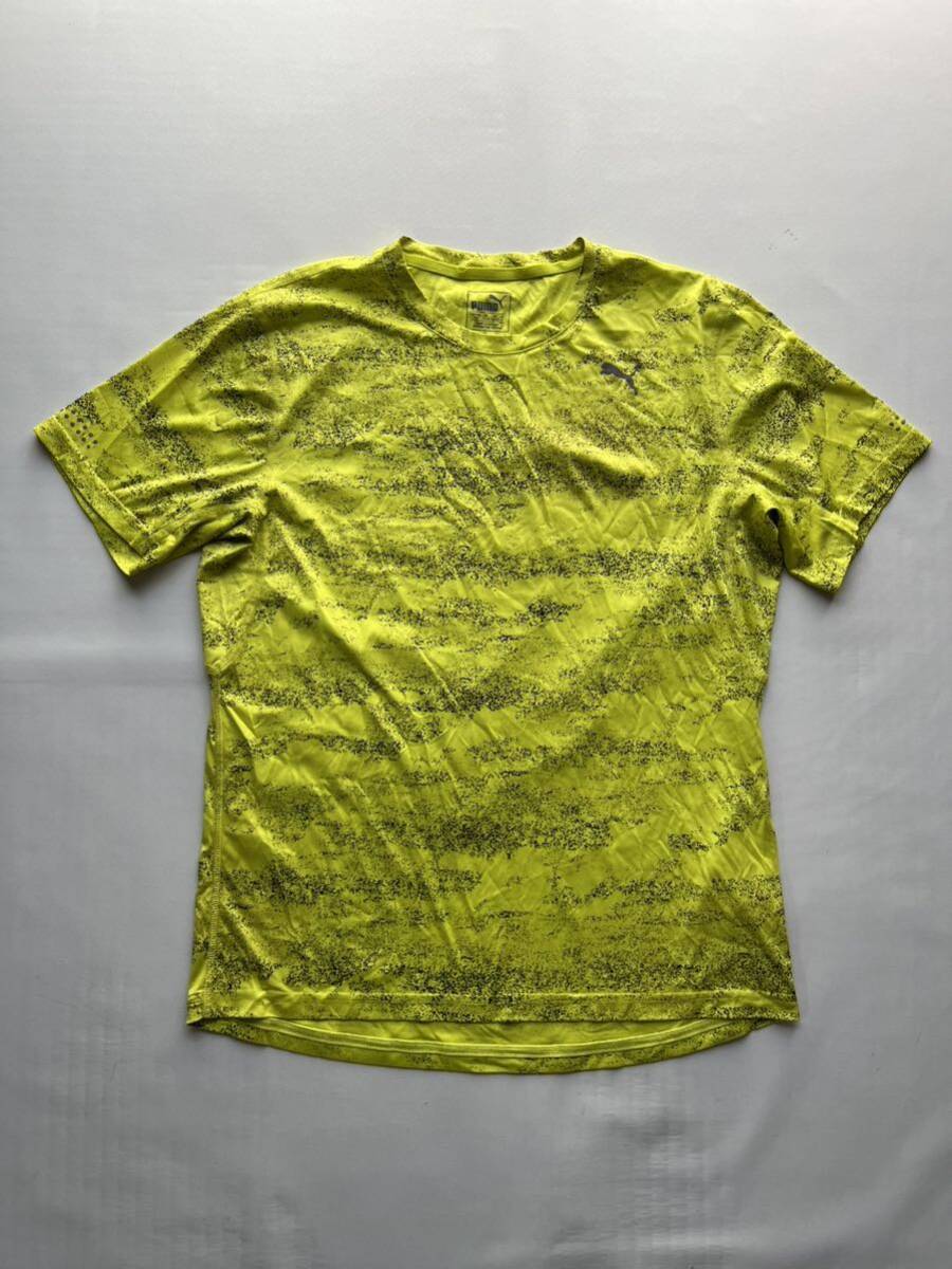 PUMA DRY CELL メンズ L相当 総柄 黄色 イエロー 速乾 Tシャツ トップス / プーマ スポーツ トレーニング_画像1