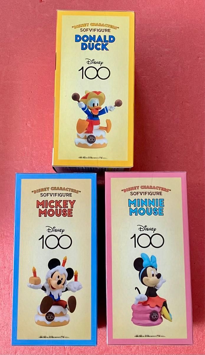 【未開封 】ディズニーキャラクターズ ソフビフィギュア  100周年ver. 3種 ミッキーマウス ミニーマウス ドナルドダック