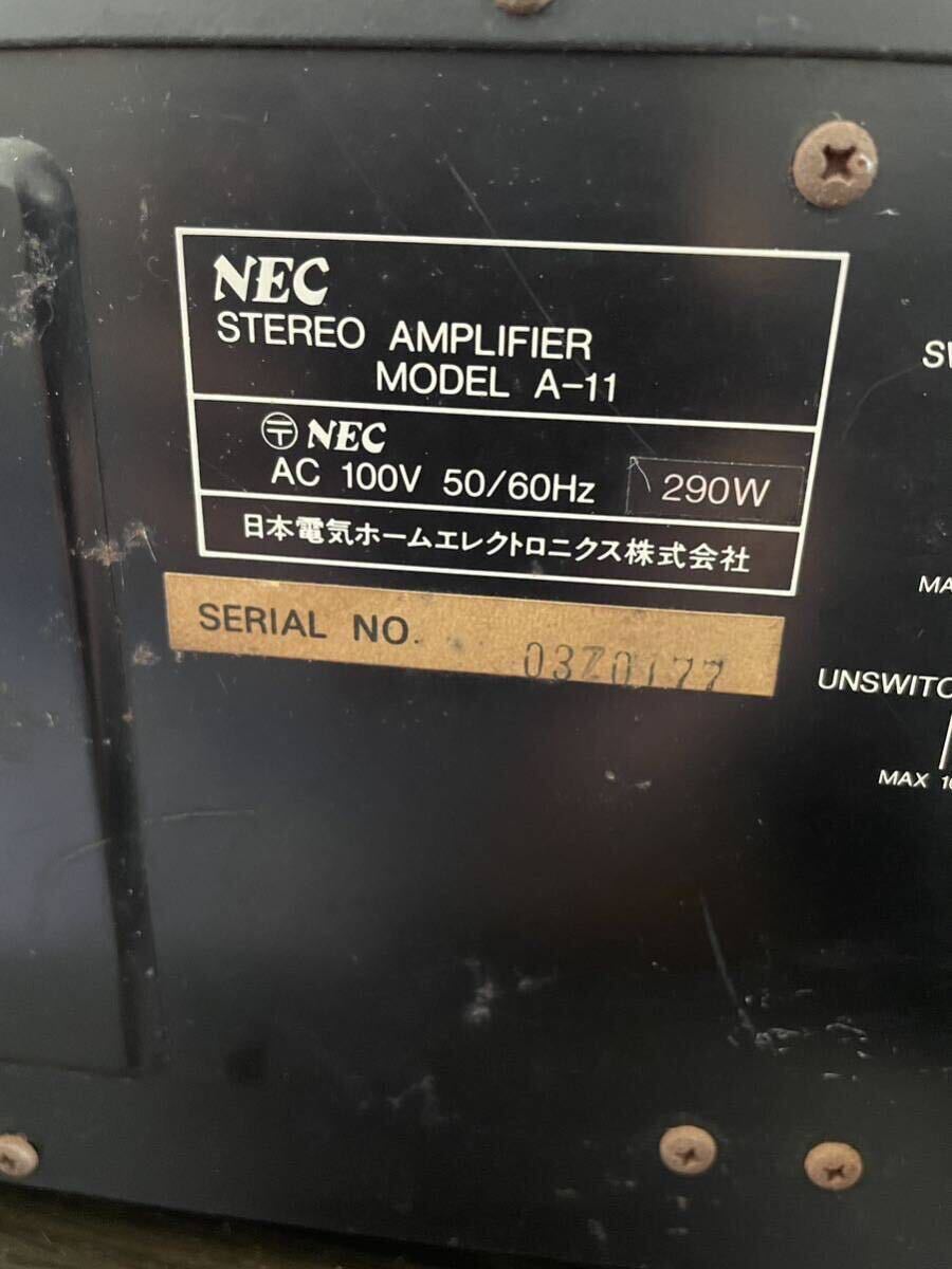 NEC STEREO AMPLIFIER MODEL A-11 プリメインアンプ ステレオアンプ 音響機器 オーディオ機器 音出し確認済 _画像8