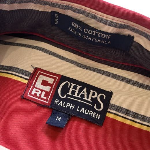 【90s】 00s CHAPS RALPH LAUREN チャップスラルフローレン ボタンダウン 半袖シャツ メンズ M 赤/レッド マルチカラー ストライプ 古着の画像7