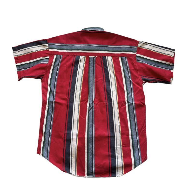 【90s】 00s CHAPS RALPH LAUREN チャップスラルフローレン ボタンダウン 半袖シャツ メンズ M 赤/レッド マルチカラー ストライプ 古着の画像2