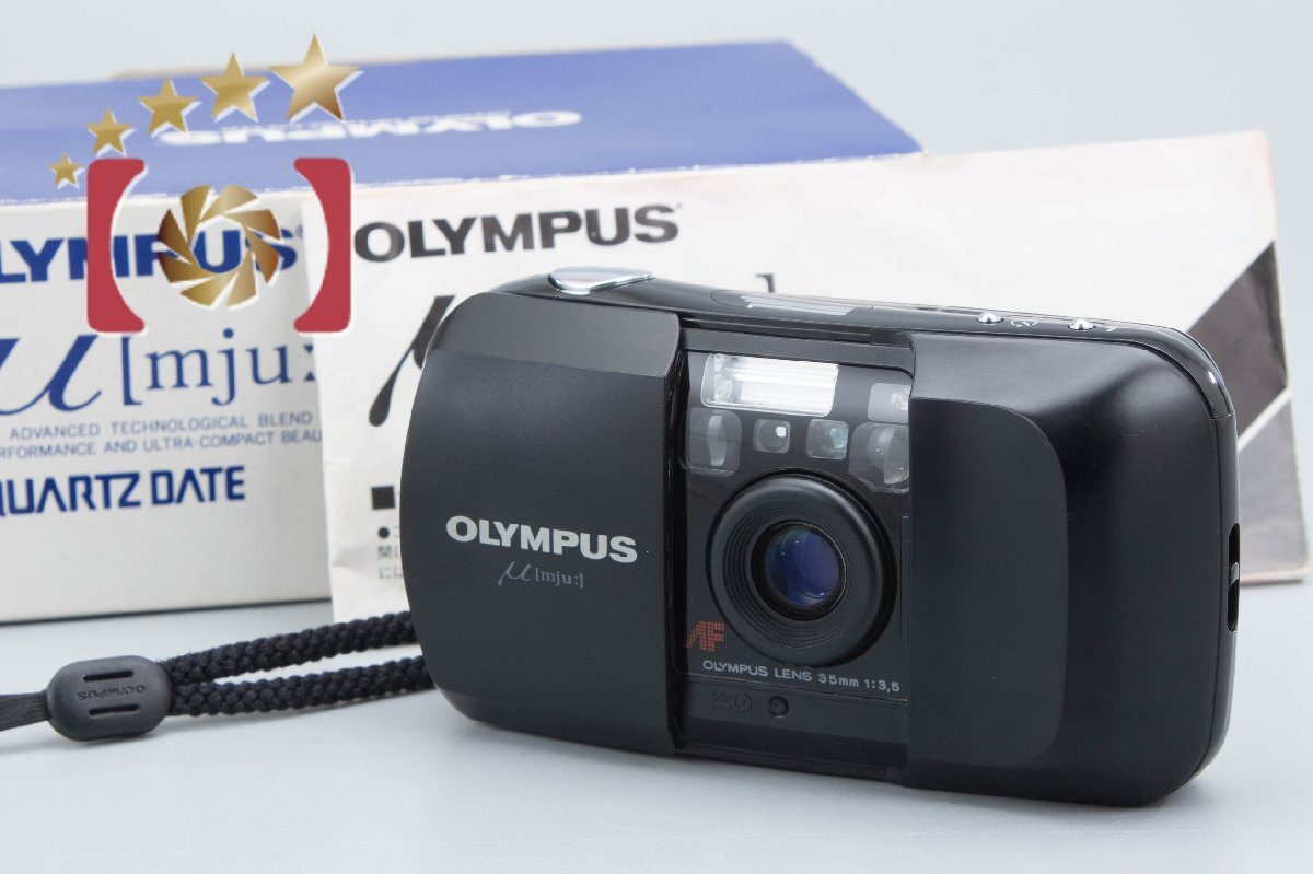 【中古】OLYMPUS オリンパス μ[mju:] ブラック コンパクトフィルムカメラ 元箱付き