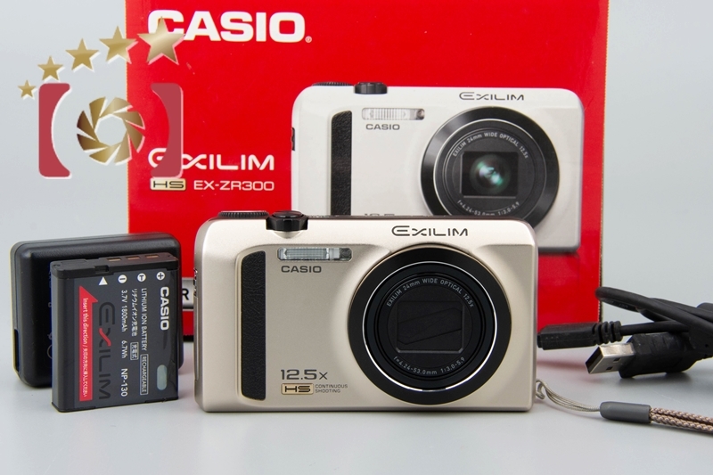【中古】Casio カシオ EXILIM EX-ZR300 ゴールド コンパクトデジタルカメラ 元箱付き_画像1