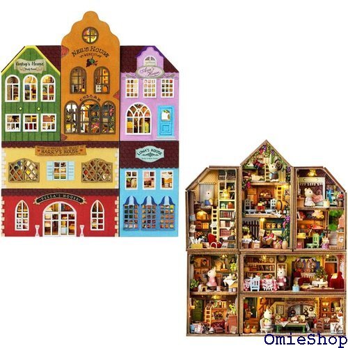 10月のおとぎ話 ミニチュア ドールハウス キット 3 小さな家 積み木 町づくり 模型 工作 装飾品 6PCS