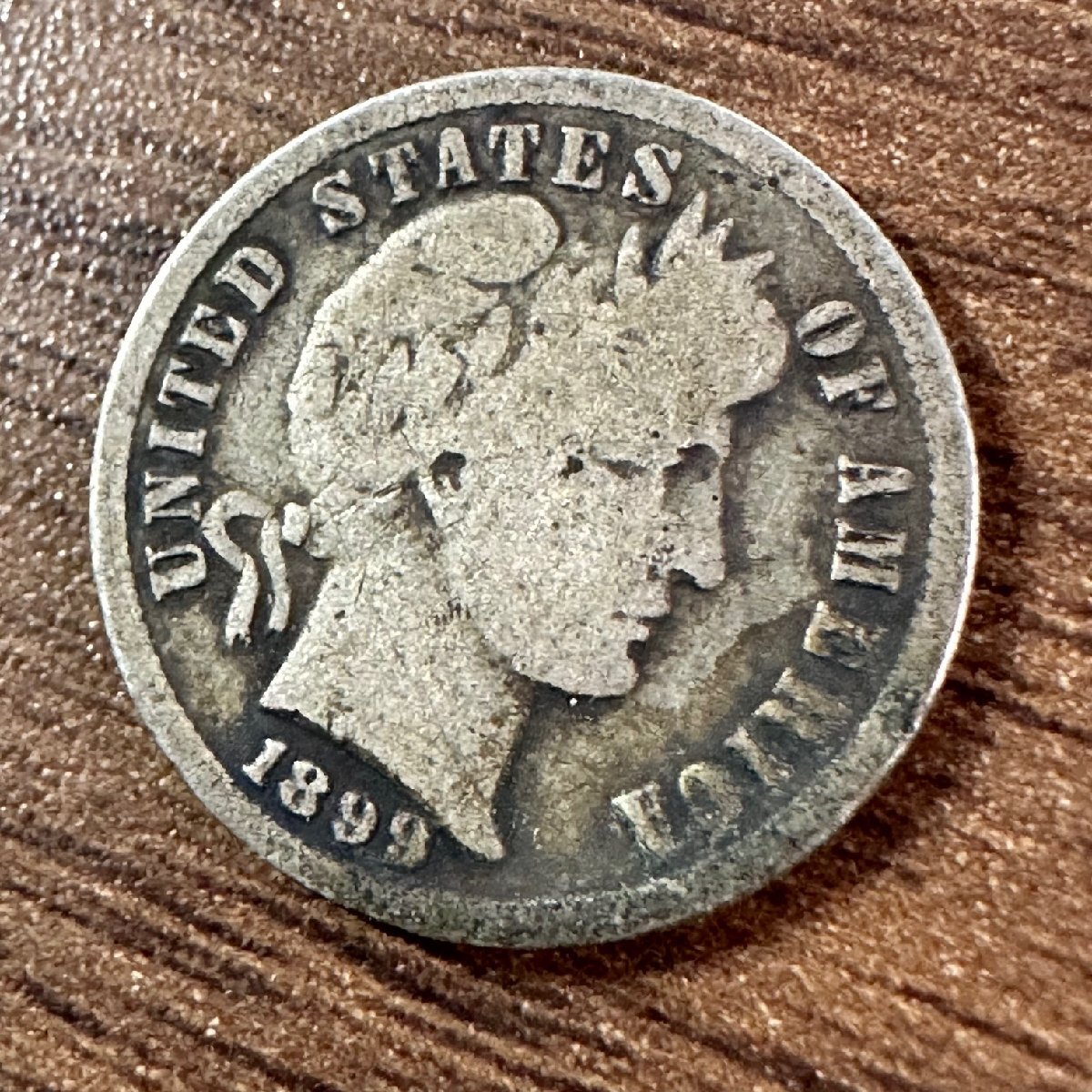 1円～【ONE DIME銀貨】1899年 アメリカ合衆国 S 10セント銀貨 1枚組 総量2.3g 収集家放出品 99の画像3