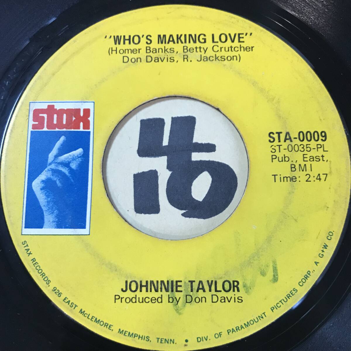 試聴 JOHNNIE TAYLOR WHO’S MAKING LOVE 両面EX _画像1