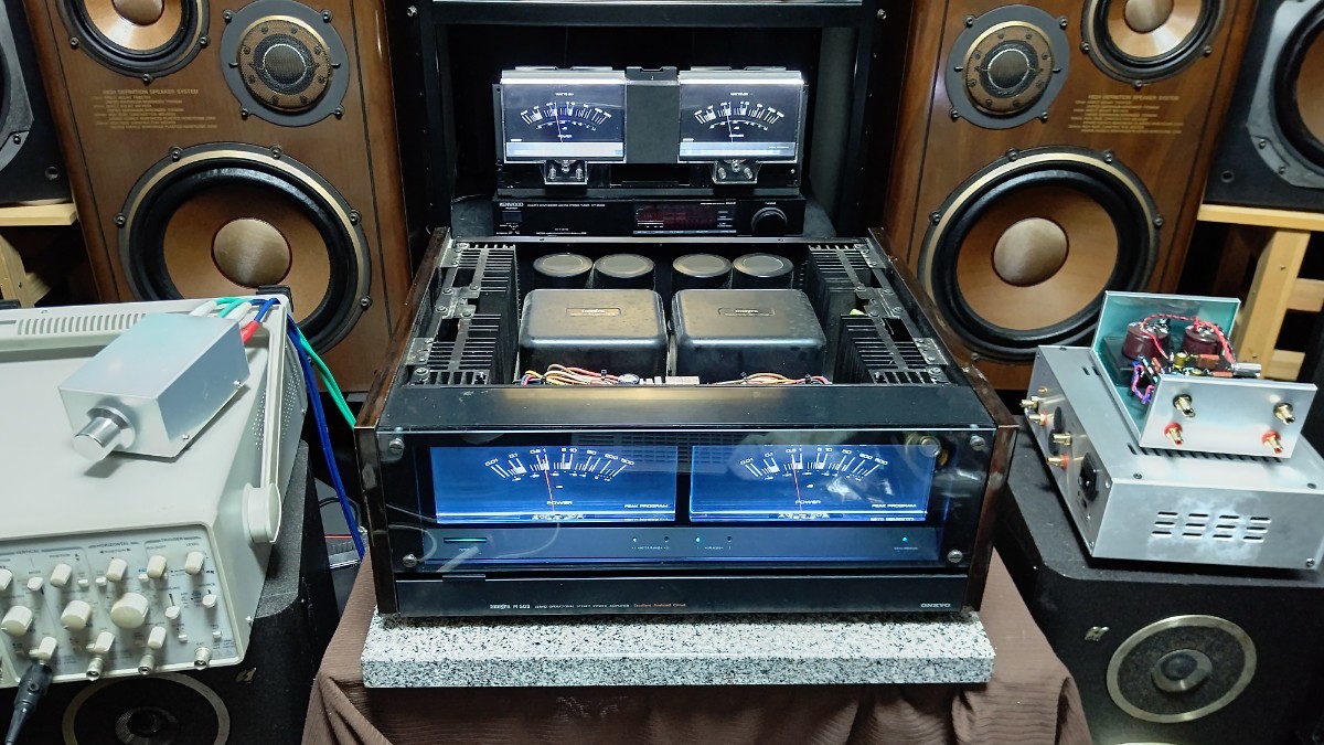 onkyo m-509 パワーアンプ　他修理致します。超高輝度LEDに改造も致します！23台目！_画像1