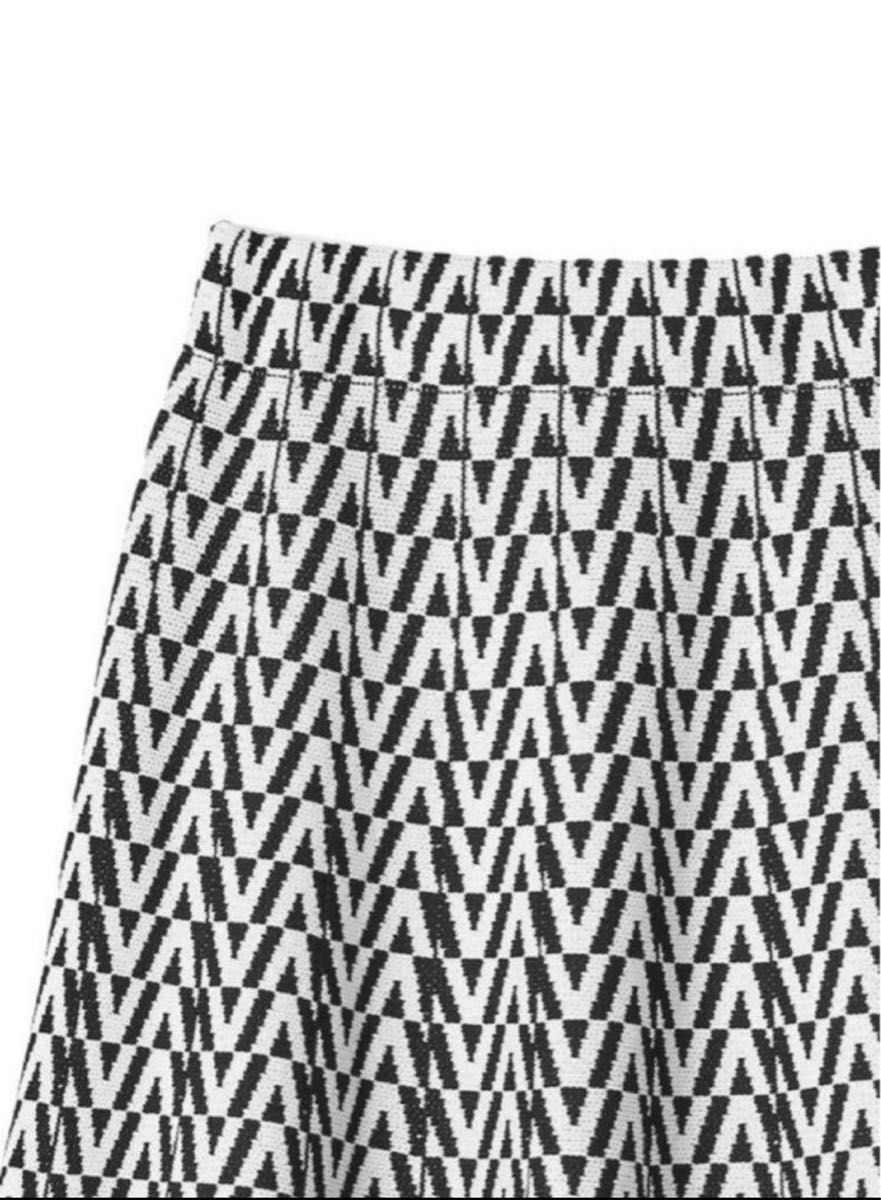 GRL グレイル 幾何学柄プリーツフレアロングニットスカート ac1972