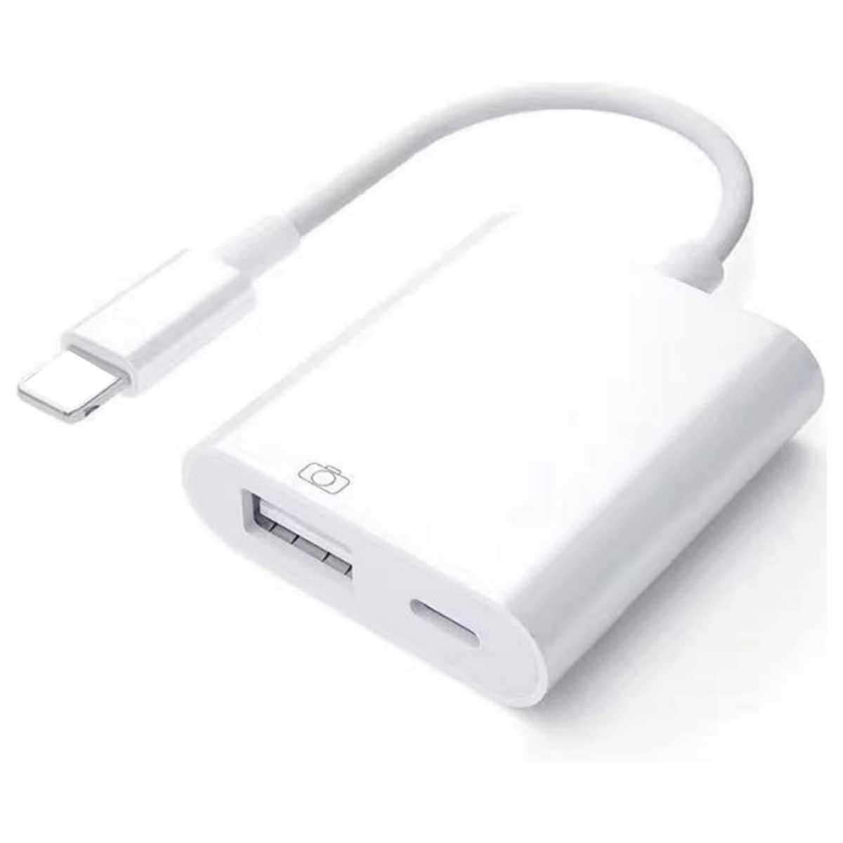 【2 in1】iPhone Lightning USBカメラアダプタ USB変換アダプタ 接続ケーブル iPhone/iPad 高速 双方向転送_画像1