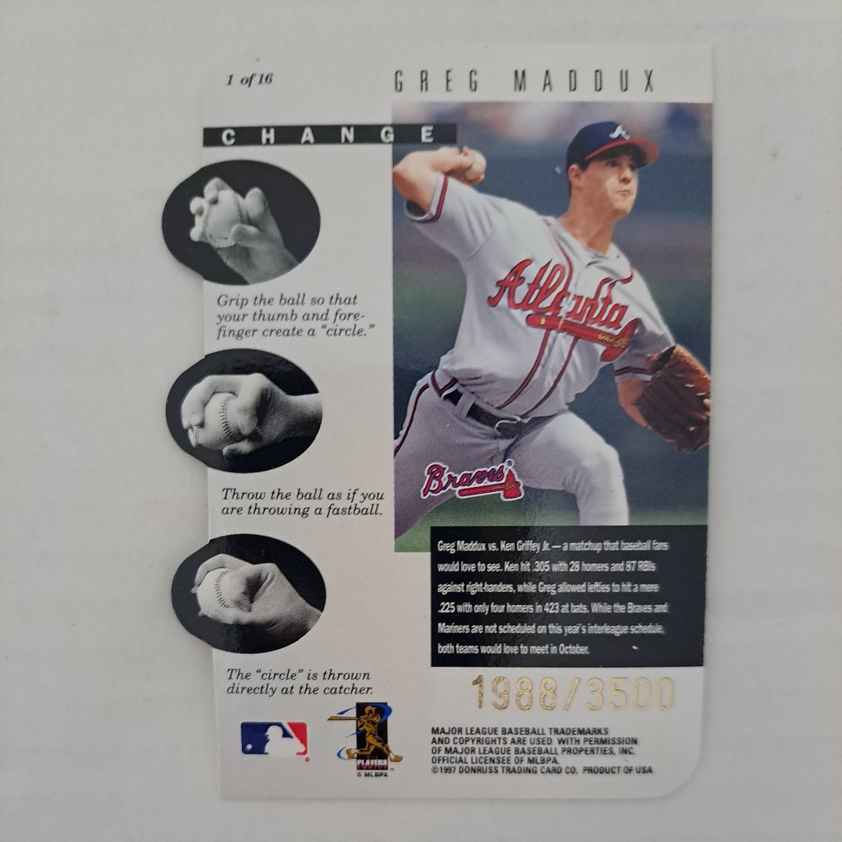 97LEAF KEN GRIFFEY JR GREG MADDUX ダイカットレア 1988/3500の画像2