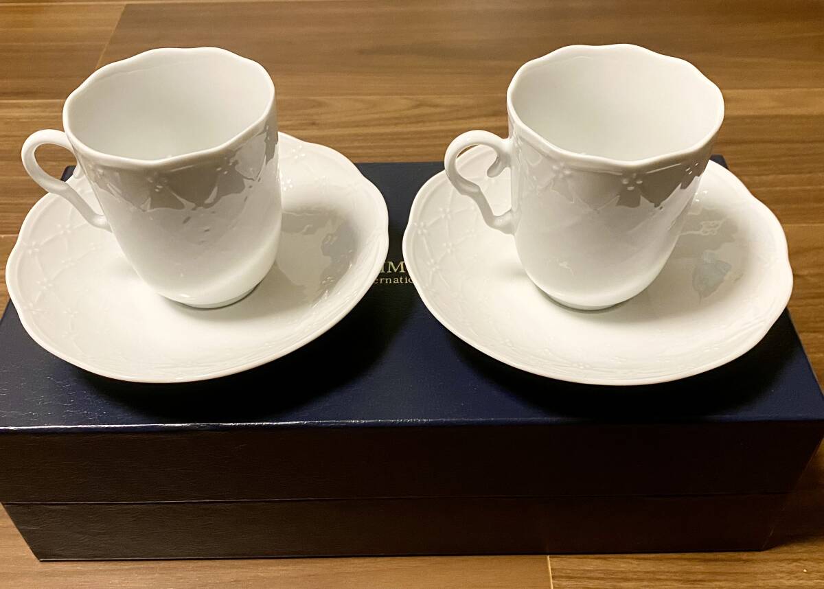 【新品】MIKIMOTO ミキモトインターナショル コーヒー カップ＆ソーサー２客セット 電子レンジ_画像1