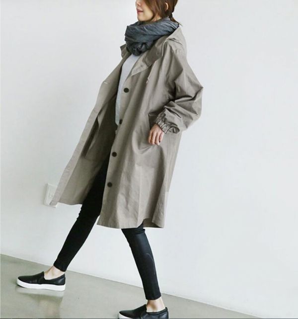L размер # осень-зима прекрасное качество супер популярный симпатичный Schic модный с капюшоном . casual пальто внешний свободно большой размер * пепел 